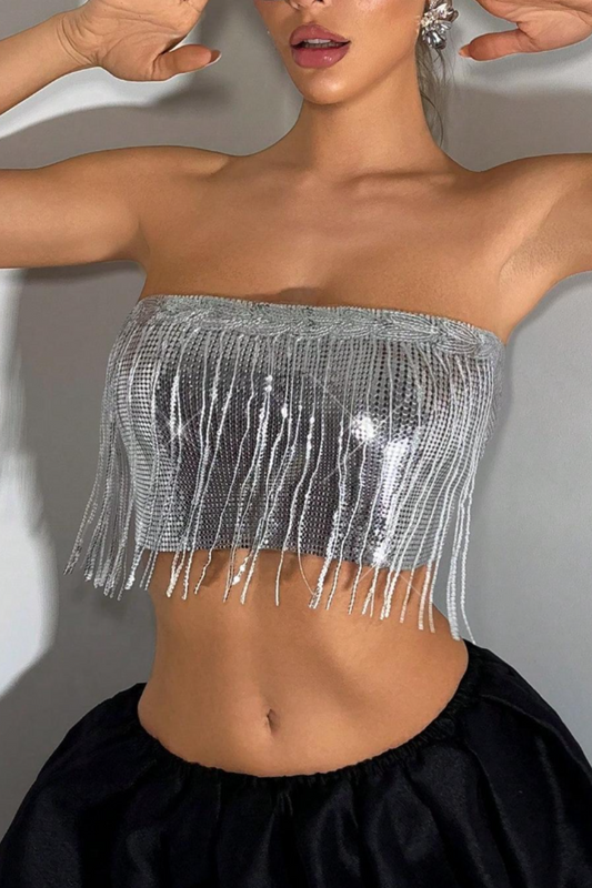 Sequin Fringe Chainmail Top