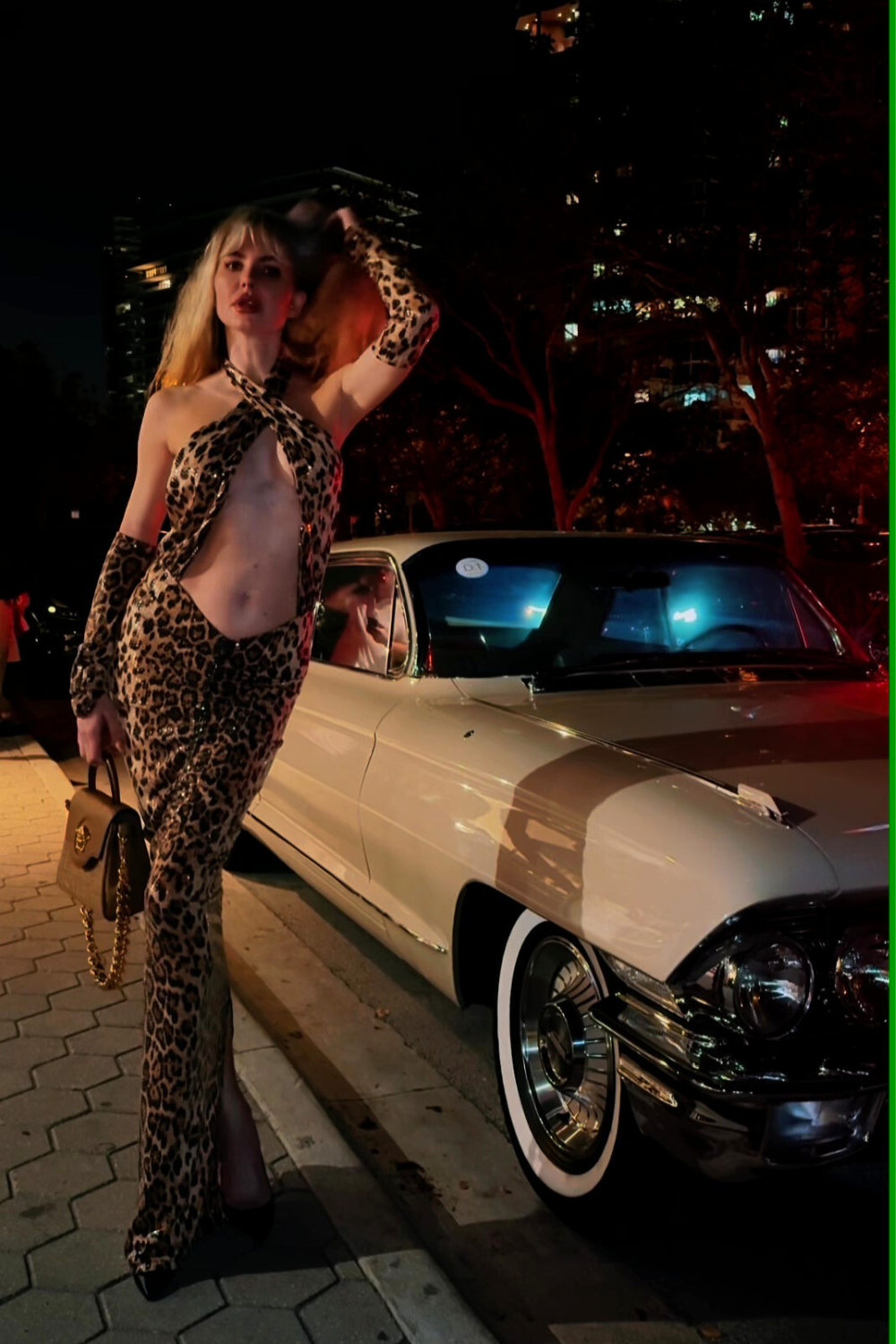 Leopard Sequin Maxi Cutout Dress