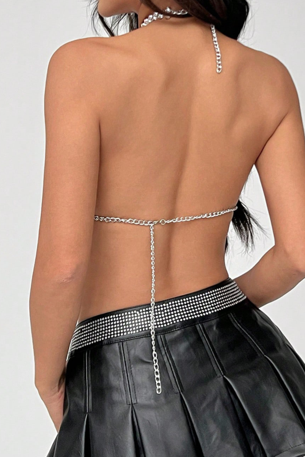 Crystal Chainmail Halter Crop Top