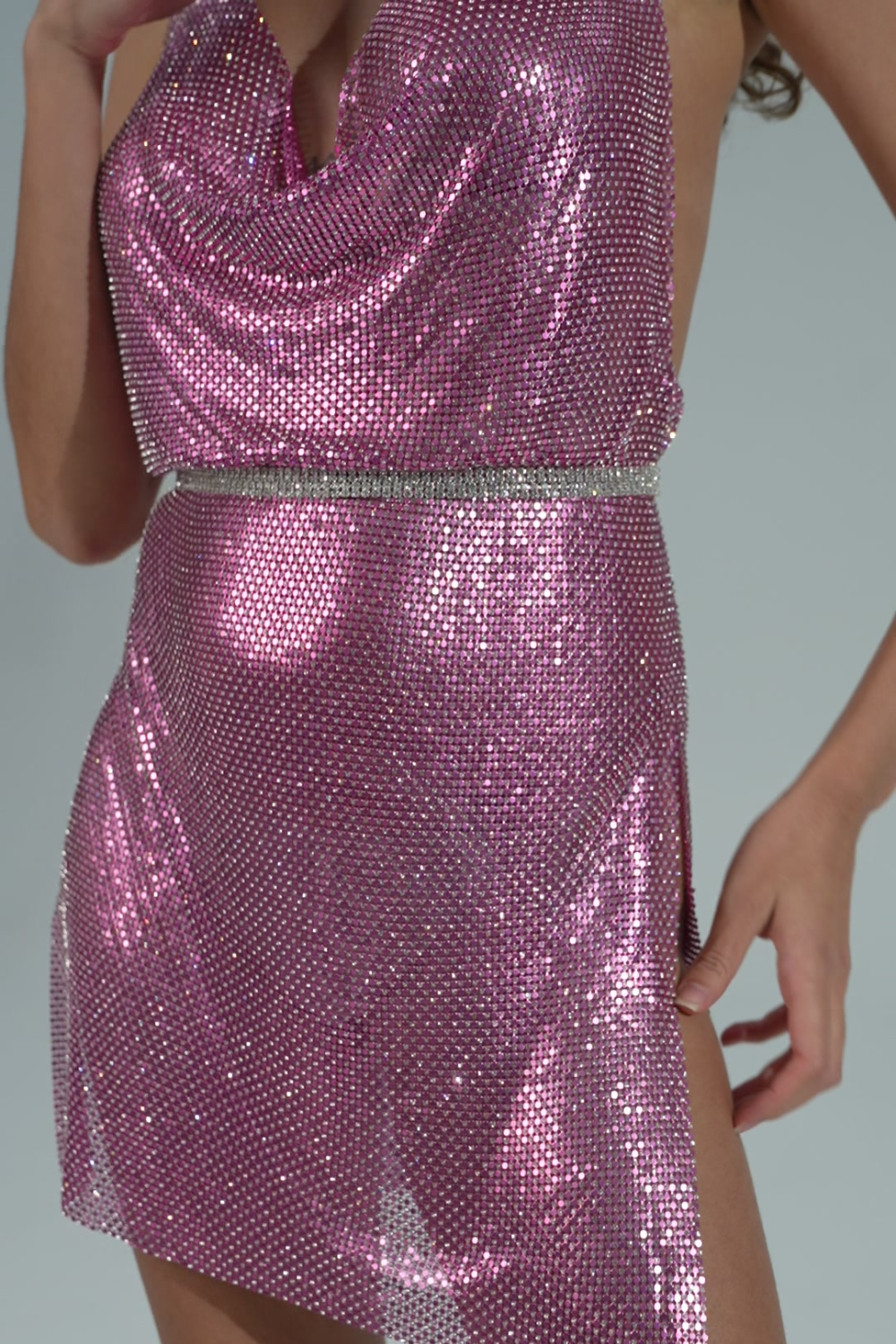 Super Sparkle - Pink Crystal Chainmail Dress
