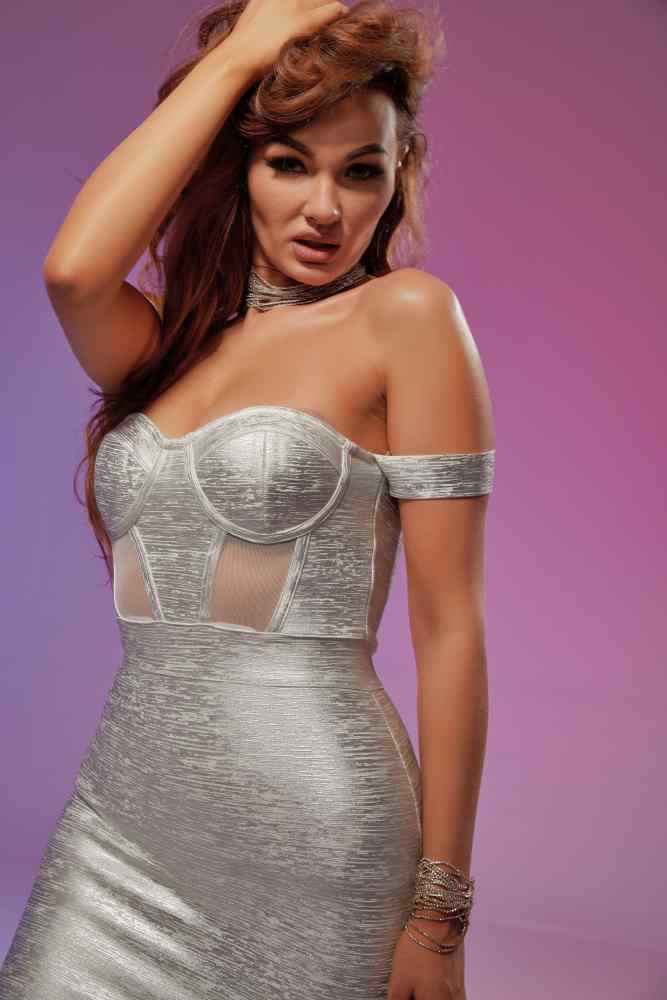 Silver Metallic Bandage Dress