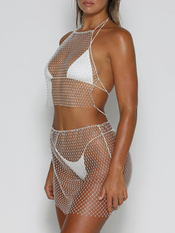 Weaving Mesh Top & Skirt