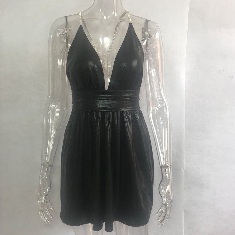 Laser Sparkle Backless Dress
