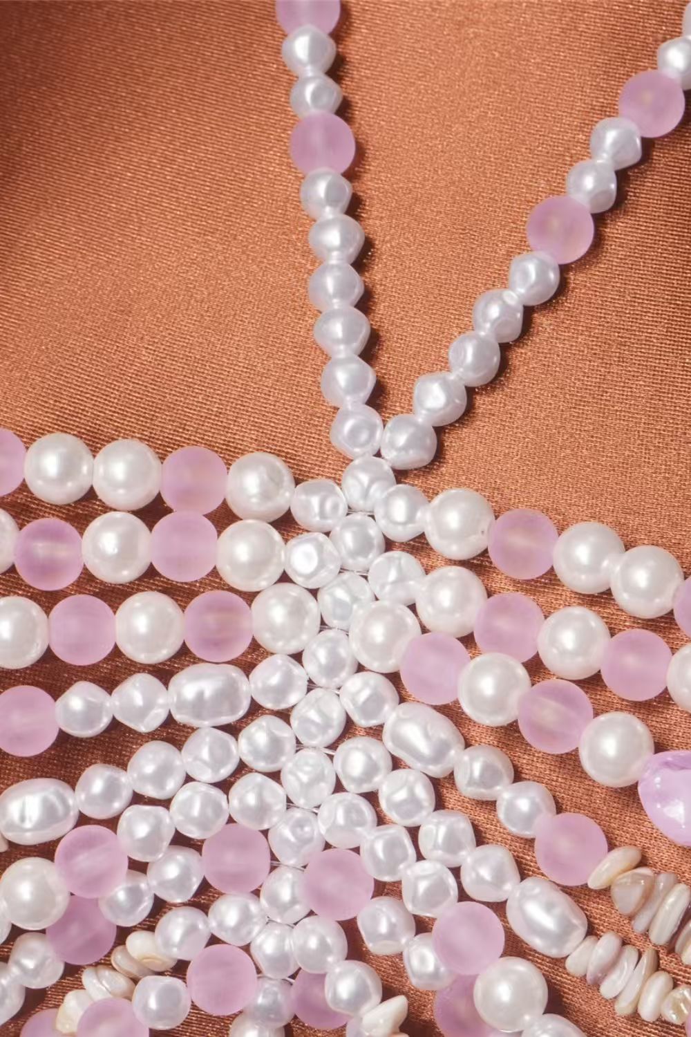Pearl Beaded Draped Halter Top