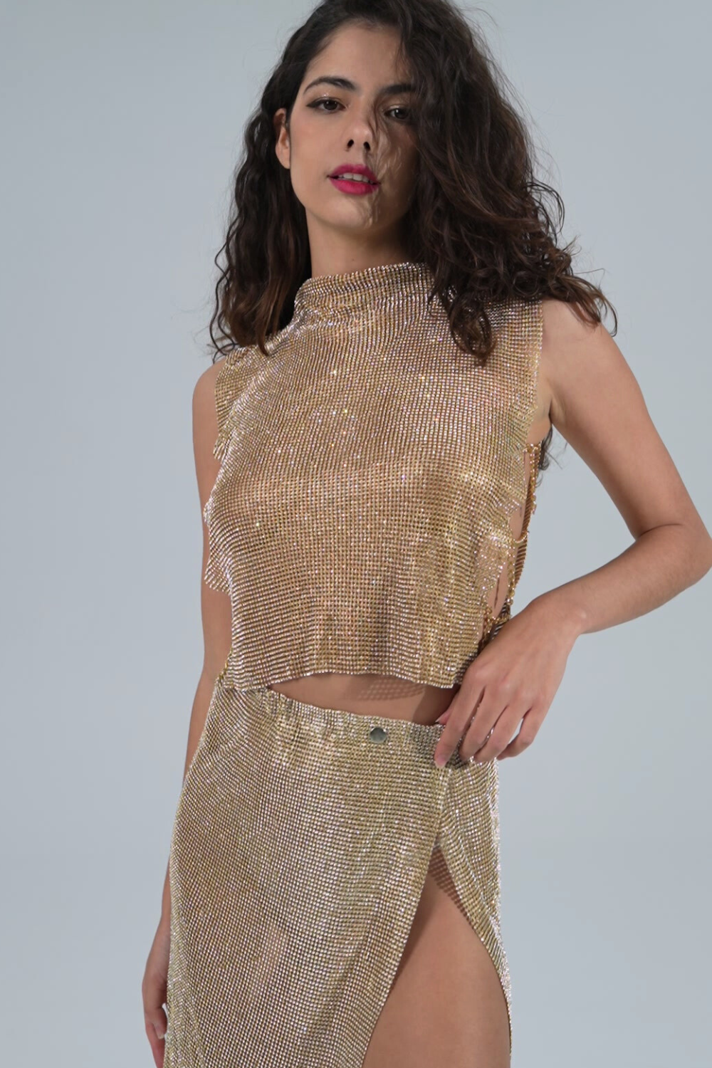 Turtle Neck Crystal Mini Top