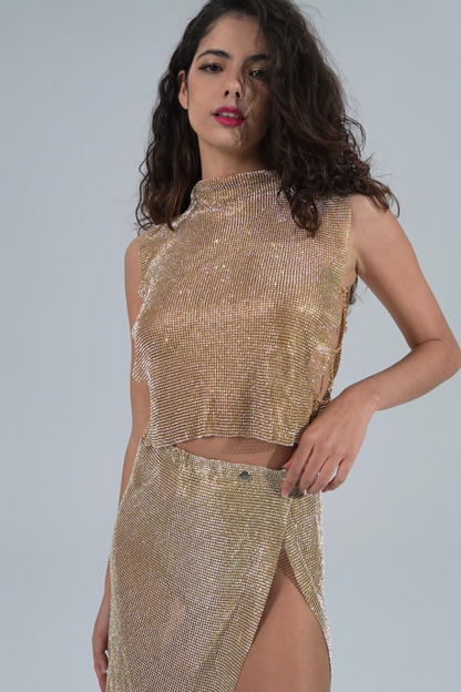 Turtle Neck Crystal Mini Top