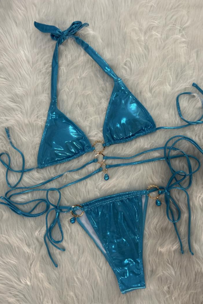 Luxe Crystal Charm Bikini Set