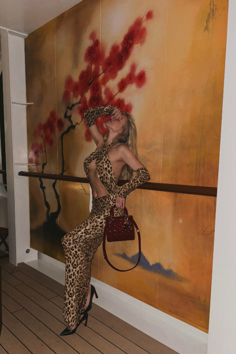 Leopard Sequin Maxi Cutout Dress