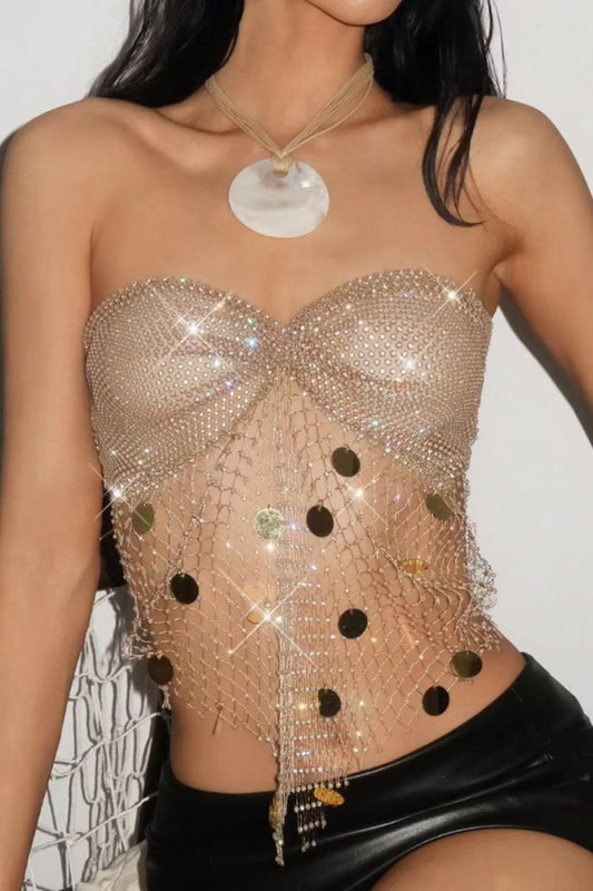 Gold Rhinestone Corset Top