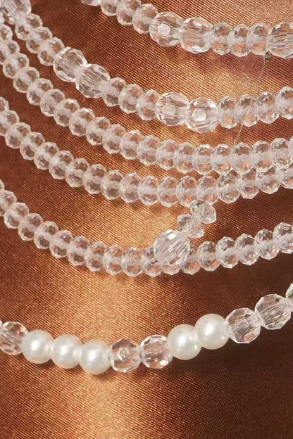 Pearl Cross Halter Body Chain Top