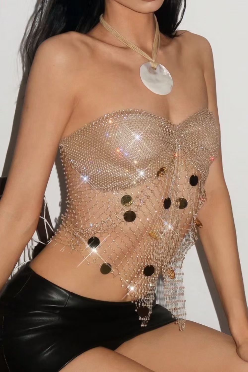 Gold Rhinestone Corset Top