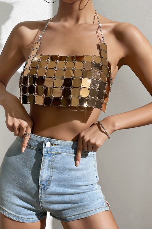 Gold Square Neck Acrylic Top
