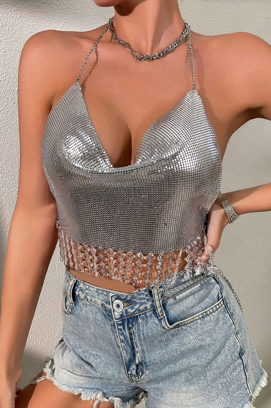 Chainmail Sequin Gem Top
