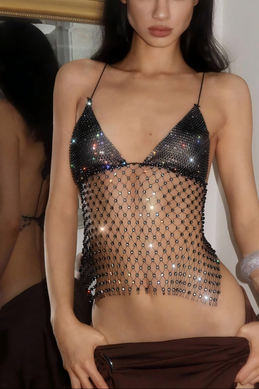 Butterfly Lace Backless Mesh Top