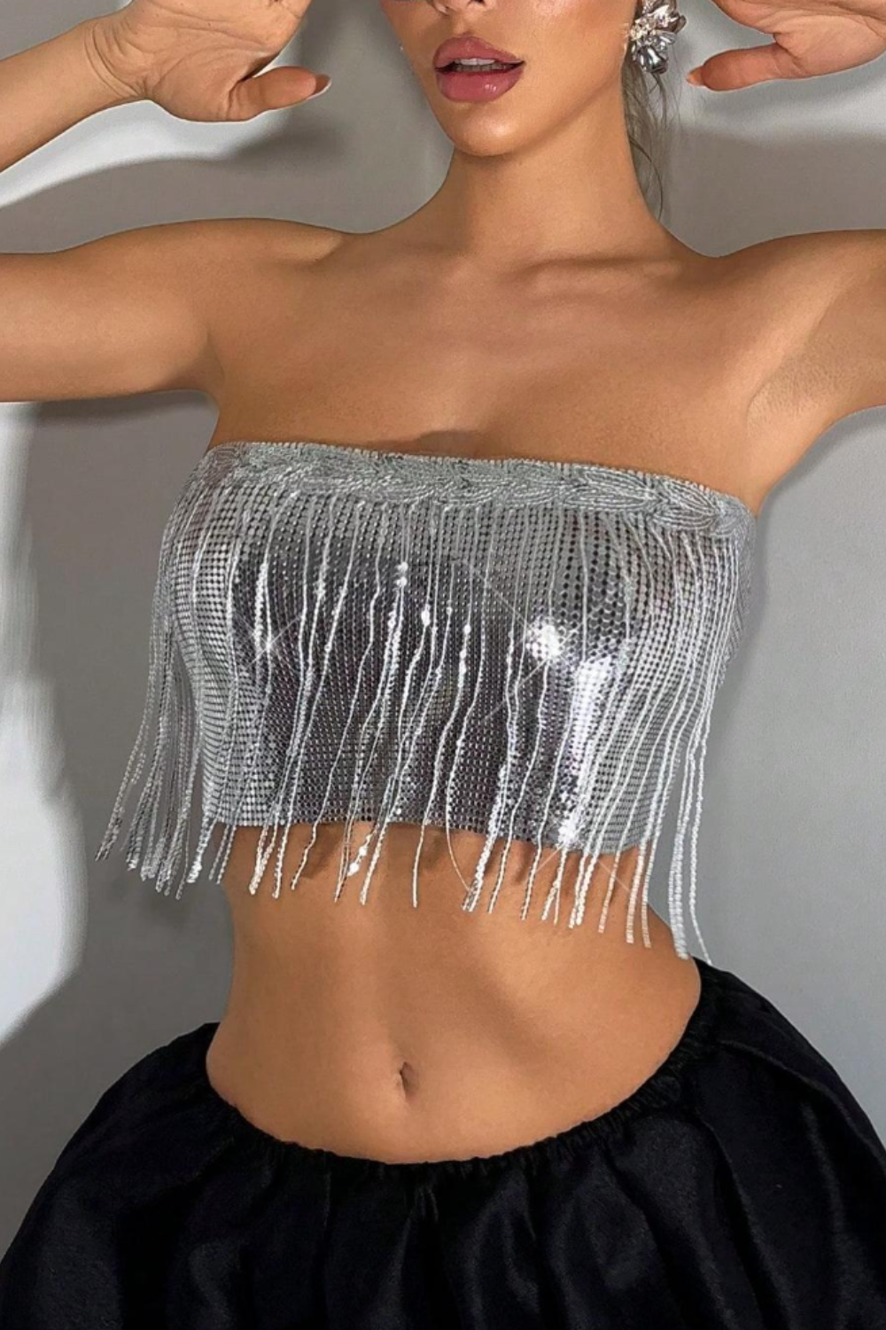 Sequin Fringe Chainmail Top