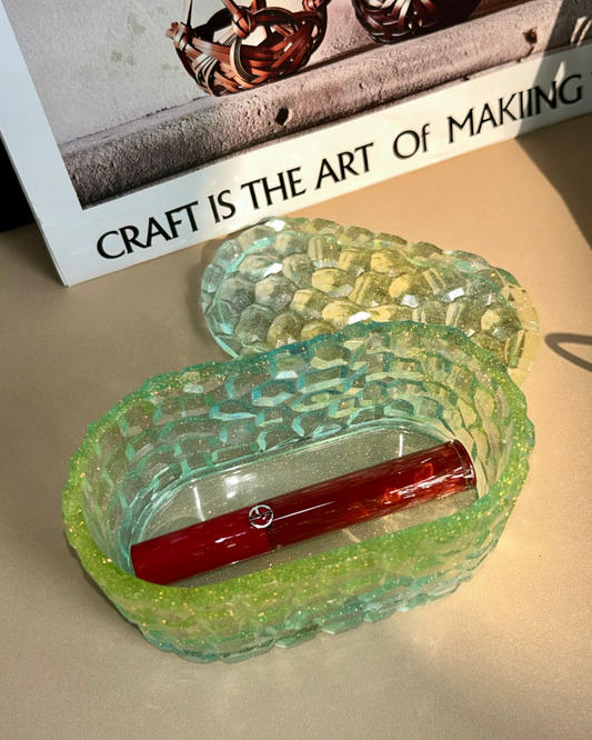 Green Resin Storage Jar with Lid