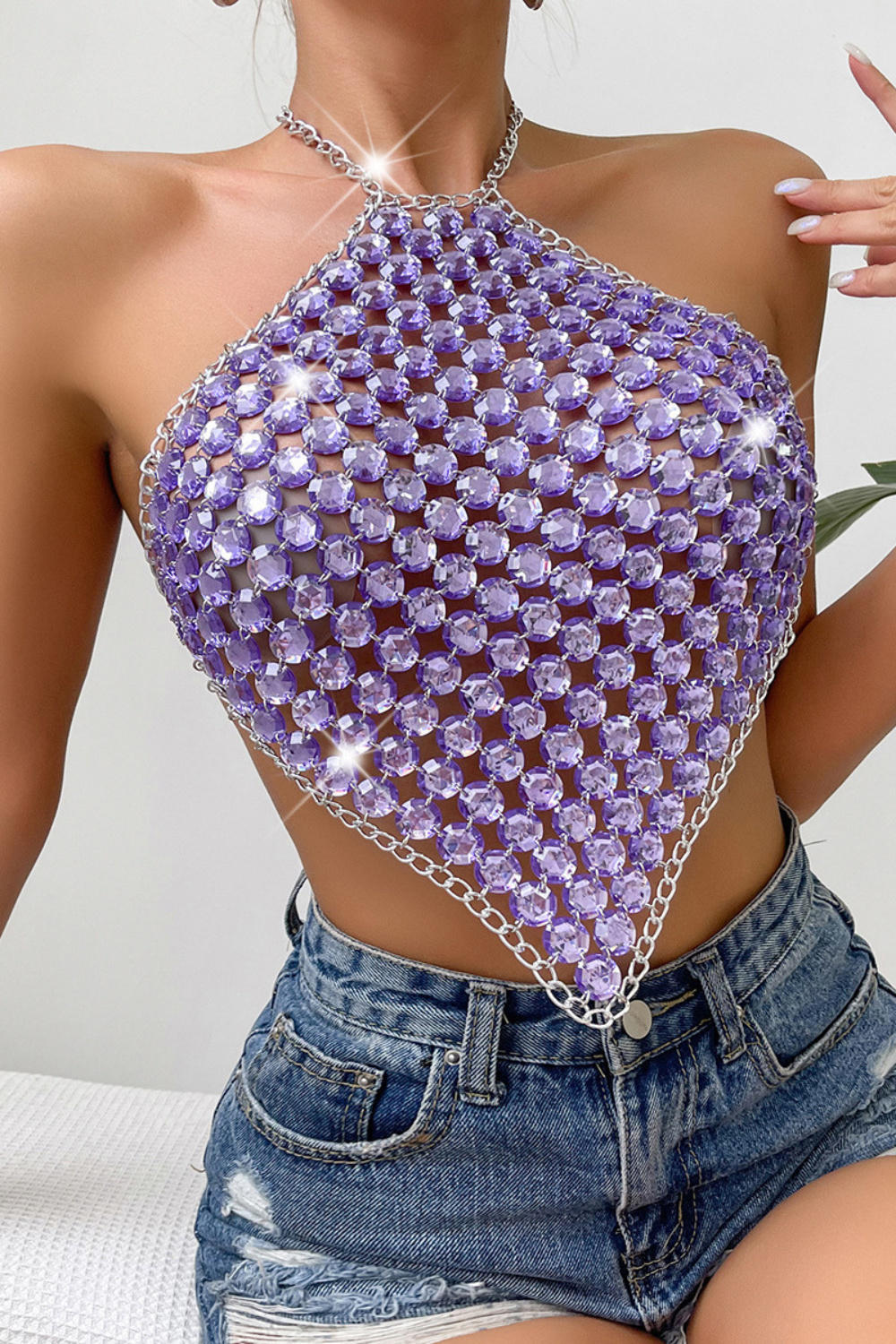 Purple Halter Gem Cami Top