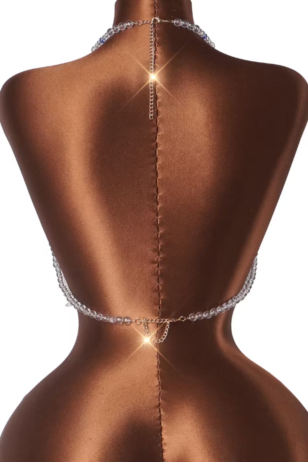 Blue Bead Pearl Shell Halter Top