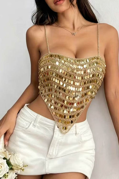 Gold Coin Chain Corset Top