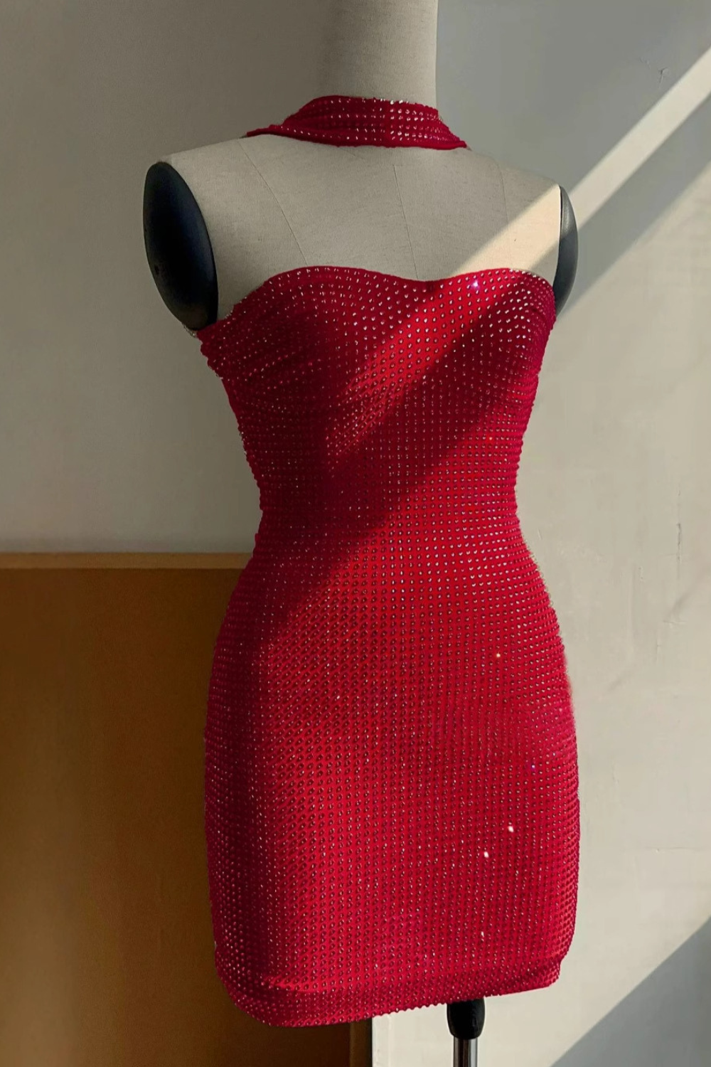 ✨ Backless Crystal Mini Dress