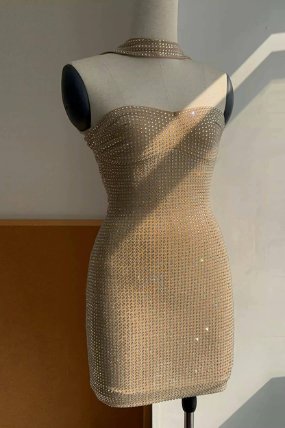 ✨ Backless Crystal Mini Dress