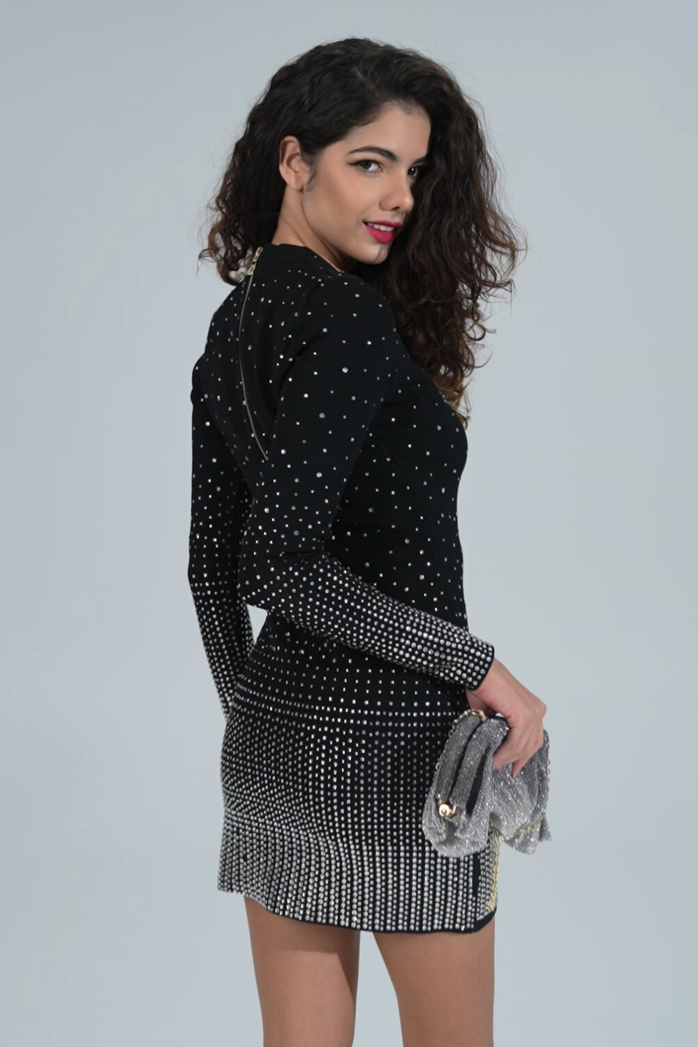 Crystalized Obsidian Mini Dress