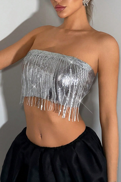Sequin Fringe Chainmail Top