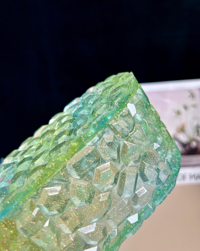 Green Resin Storage Jar with Lid