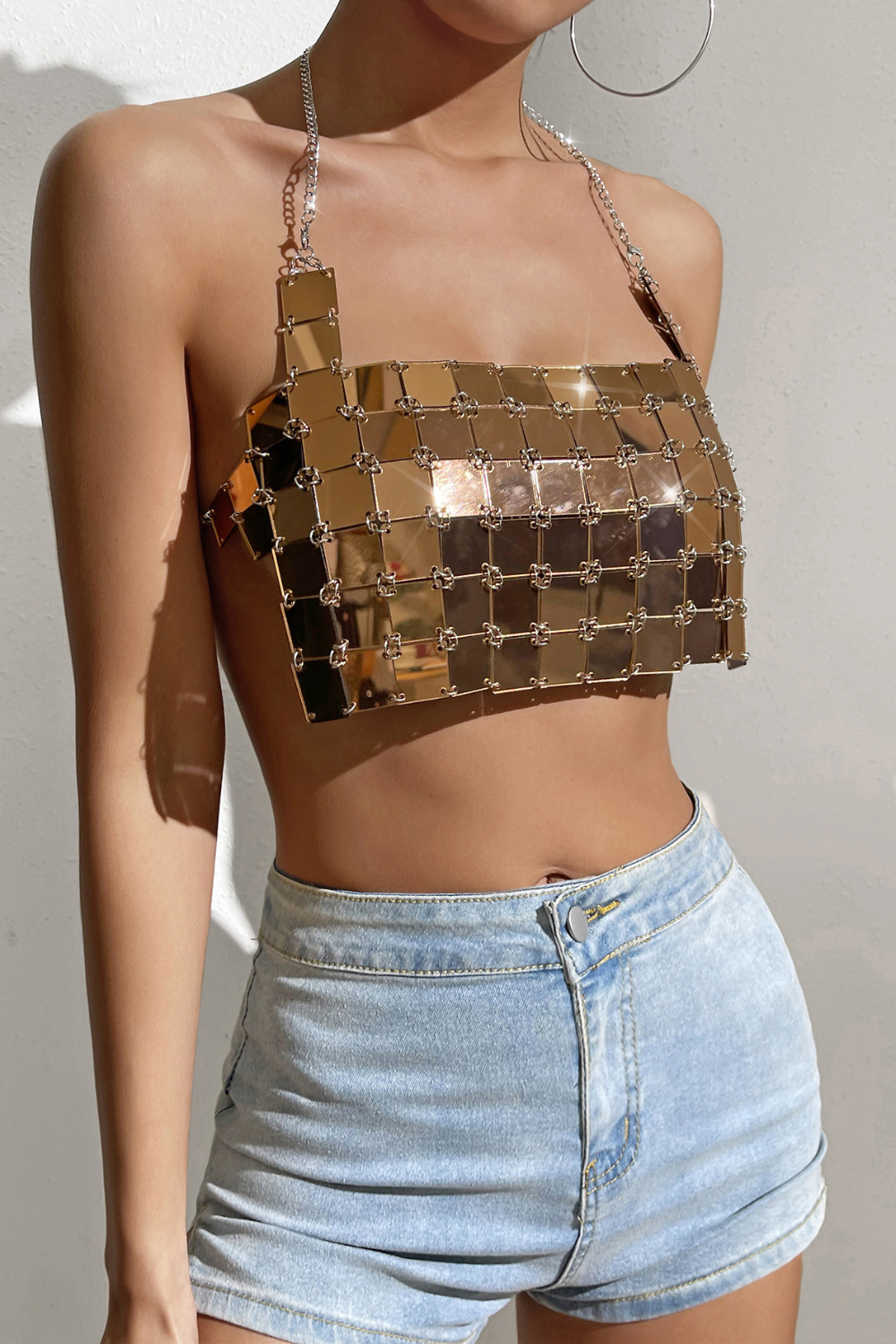 Gold Square Neck Acrylic Top