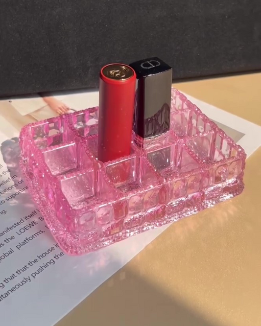 Sparkly Pink Resin Lip Gloss Organizer