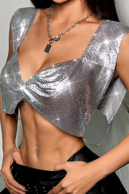 Sparkly Sequin V-Neck Top