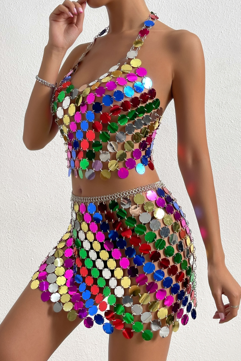 Colorful Fish Scale Skirt Set