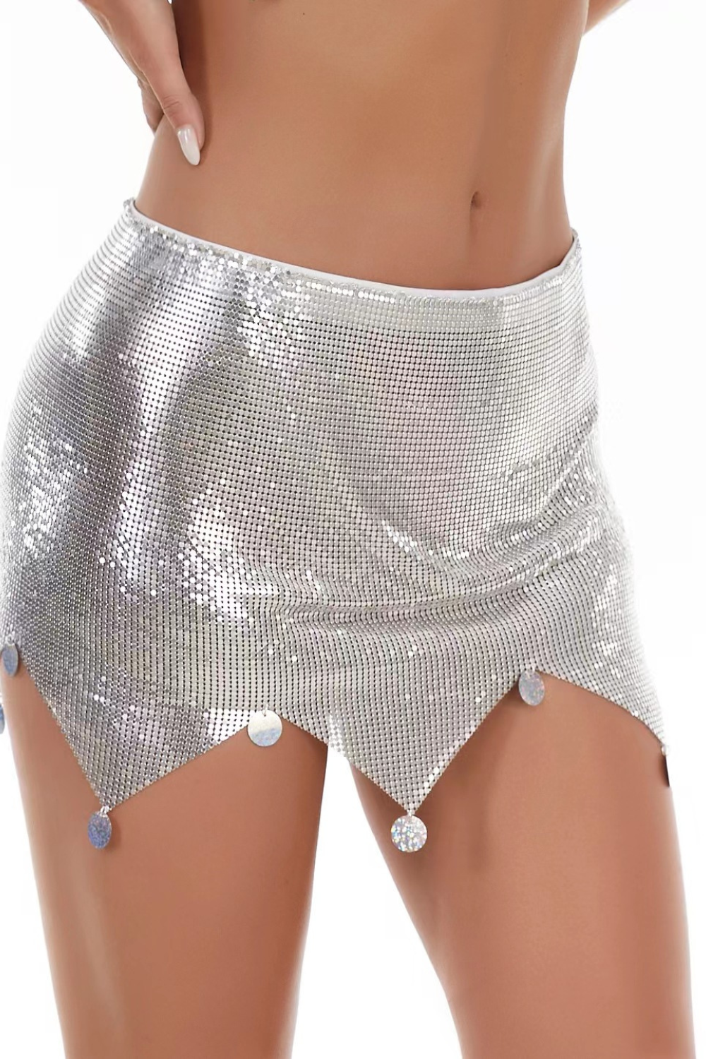 Sliver Sequin Mini Skirt