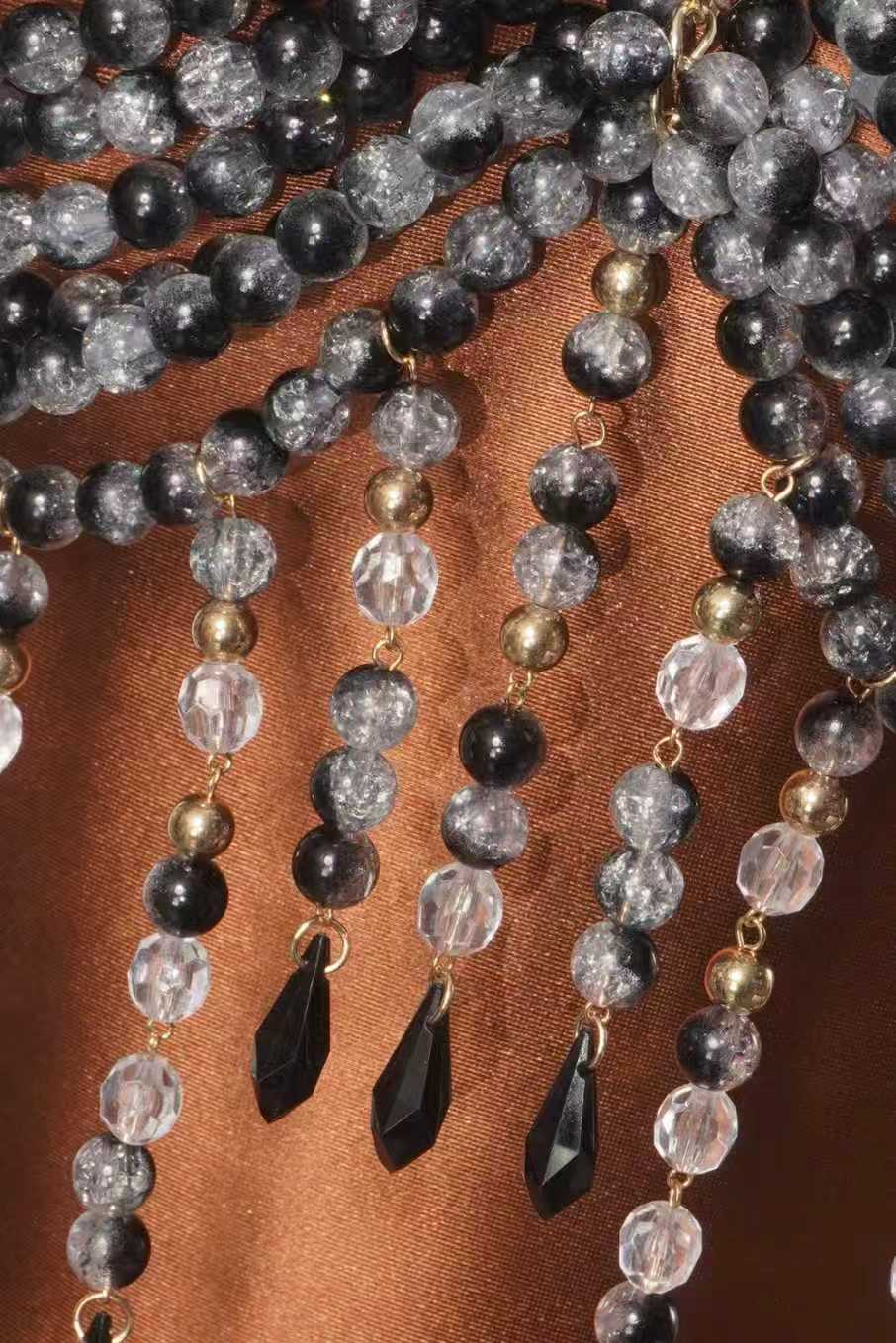Black Crystal Beaded Dangling Top