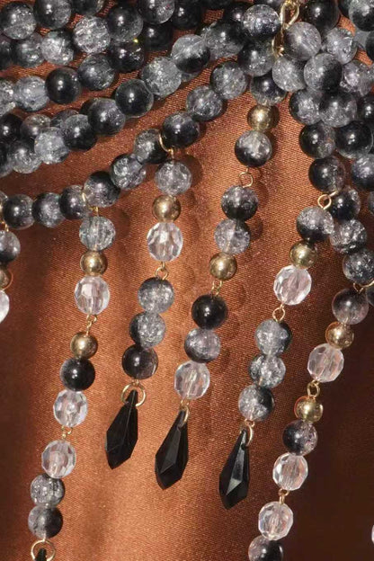 Black Crystal Beaded Dangling Top