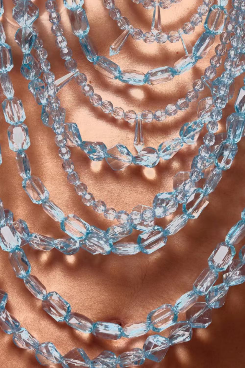 Blue Beaded Chain Halter Top
