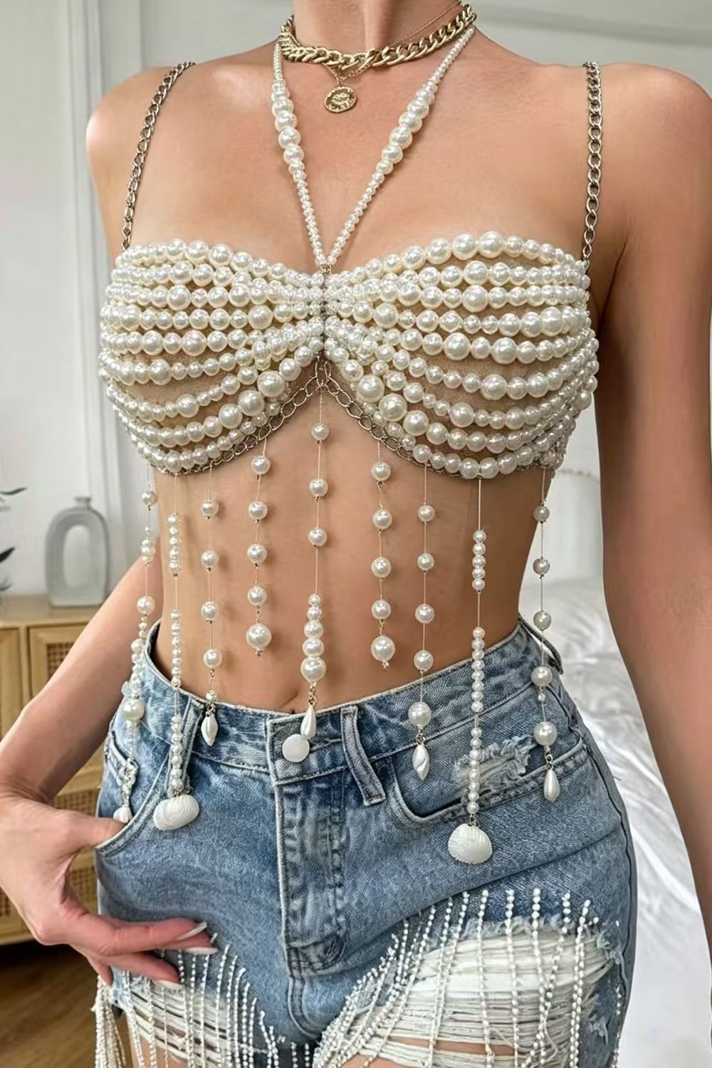 Pearl Shell Tassel Top
