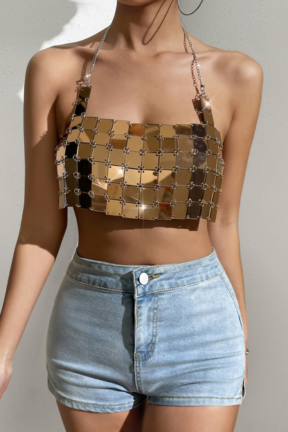 Gold Square Neck Acrylic Top