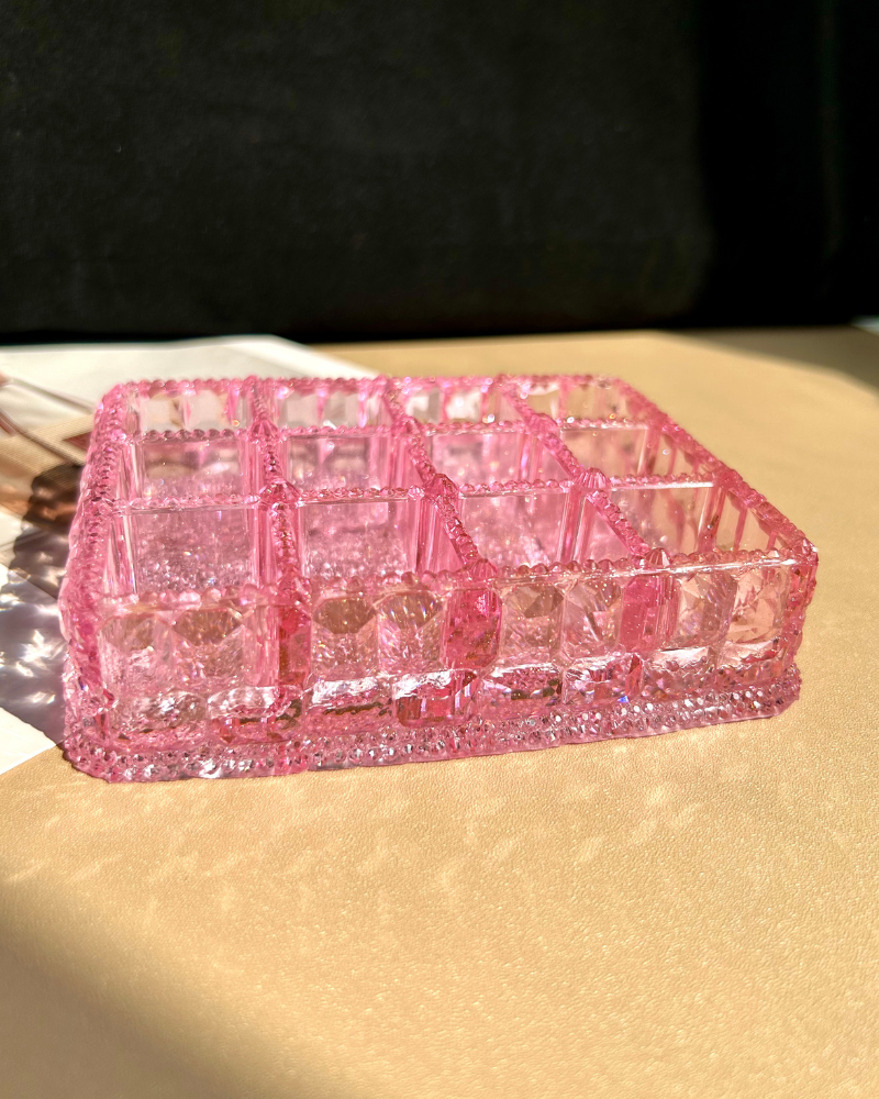 Sparkly Pink Resin Lip Gloss Organizer