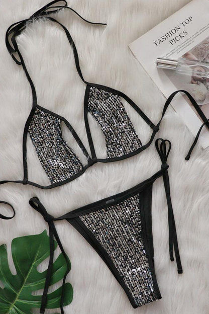 Midnight Sparkle Rhinestone Bikini Set