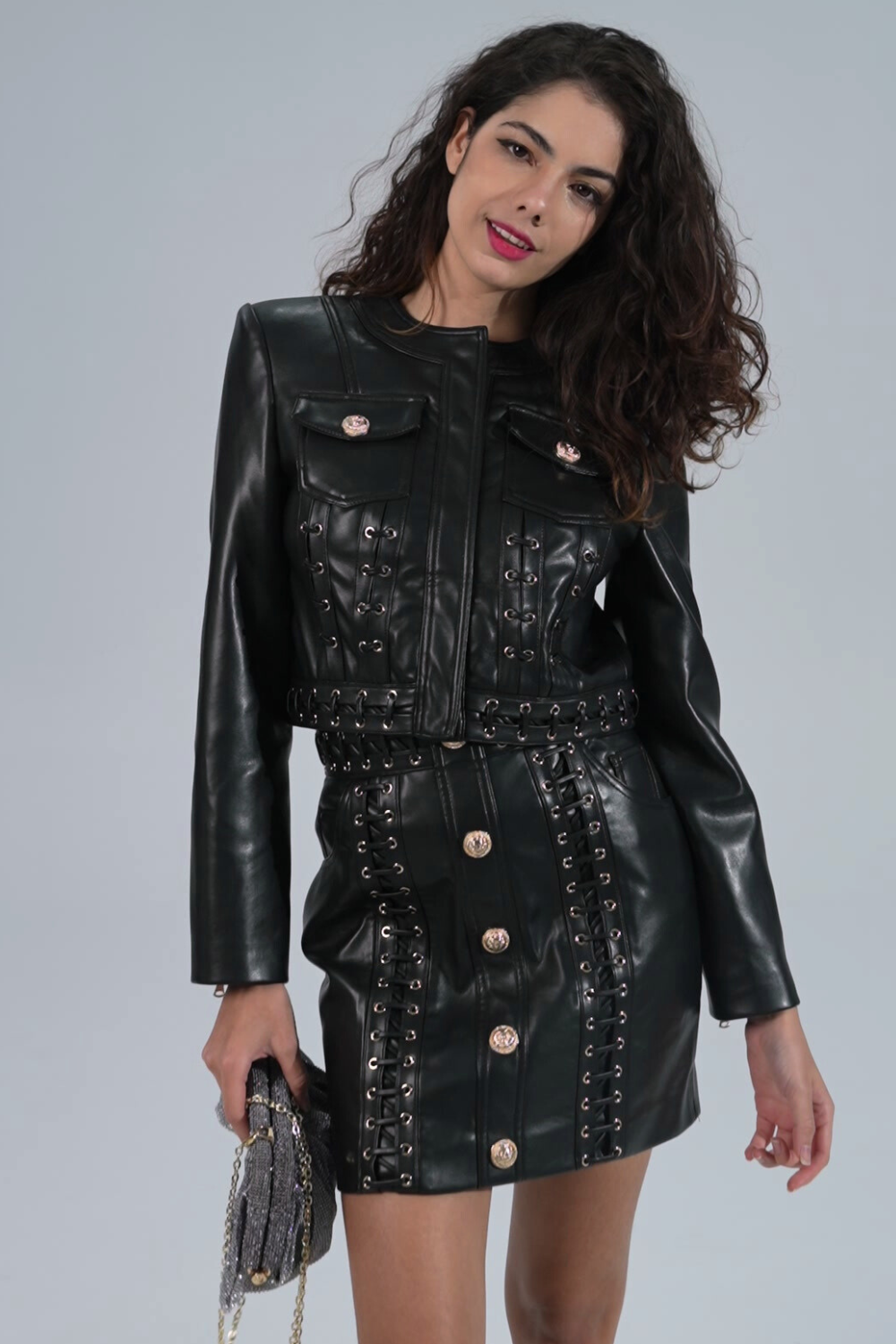 Punky Faux Leather Jacket/Skirt