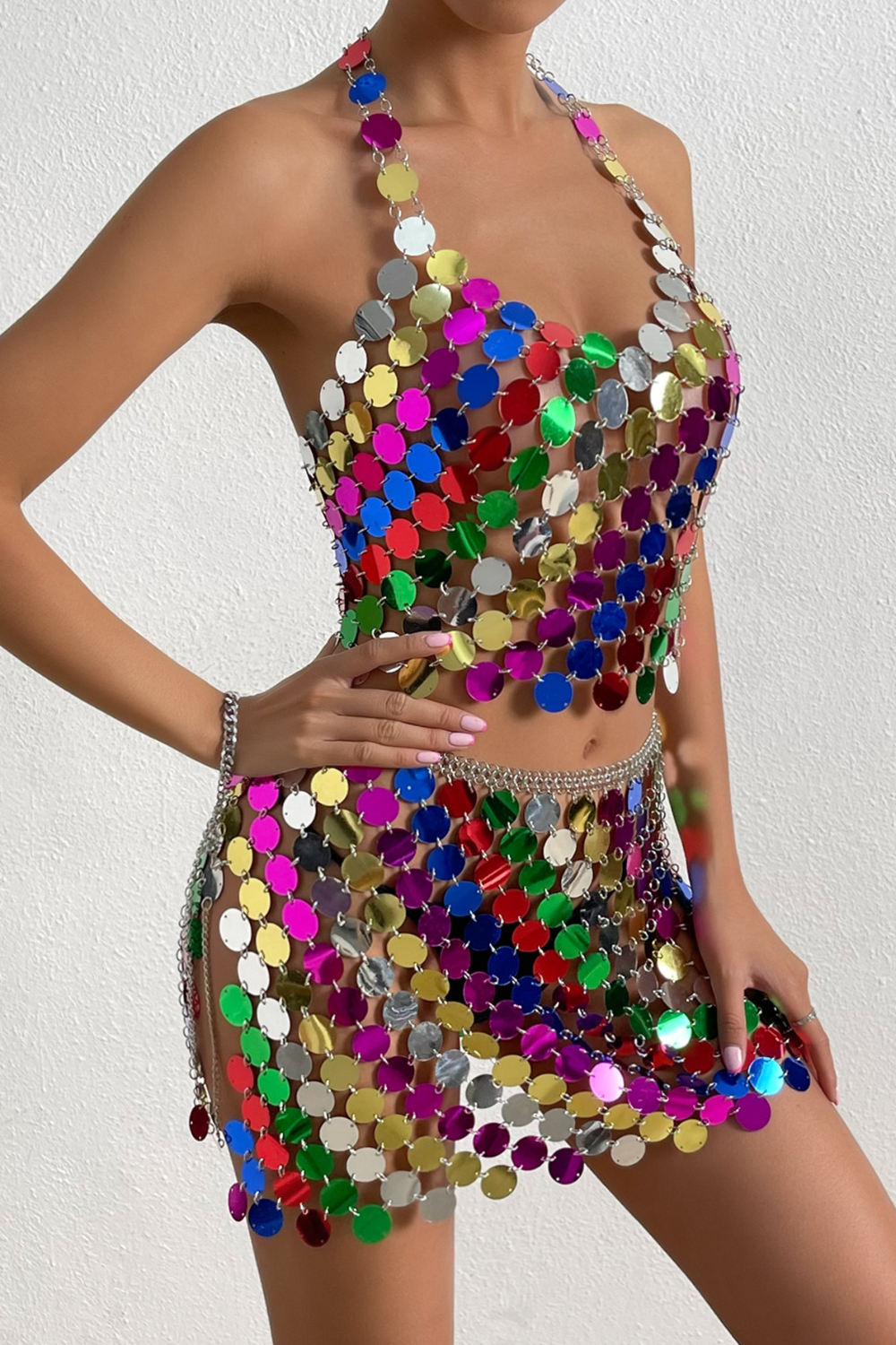 Colorful Fish Scale Skirt Set