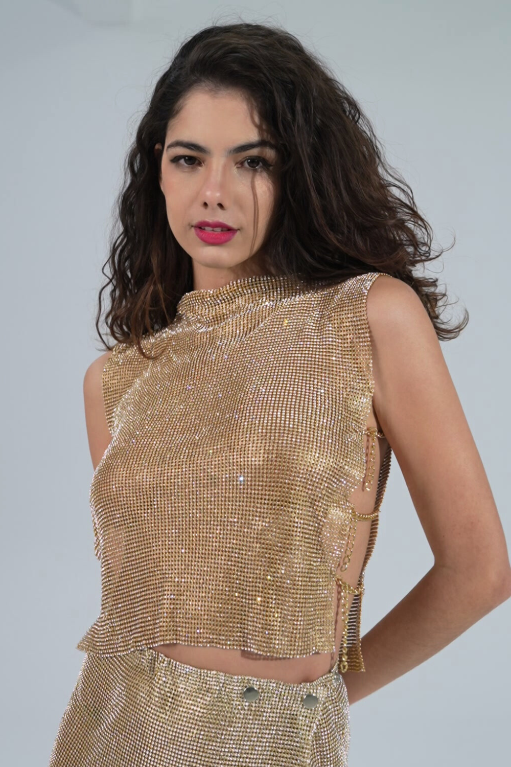 Turtle Neck Crystal Mini Top