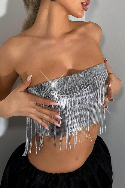 Sequin Fringe Chainmail Top