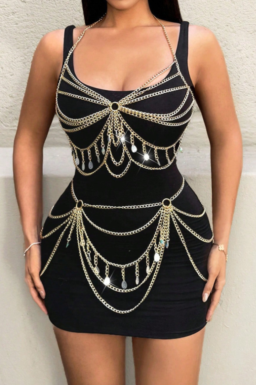 Gold Crystal Body Chain Set