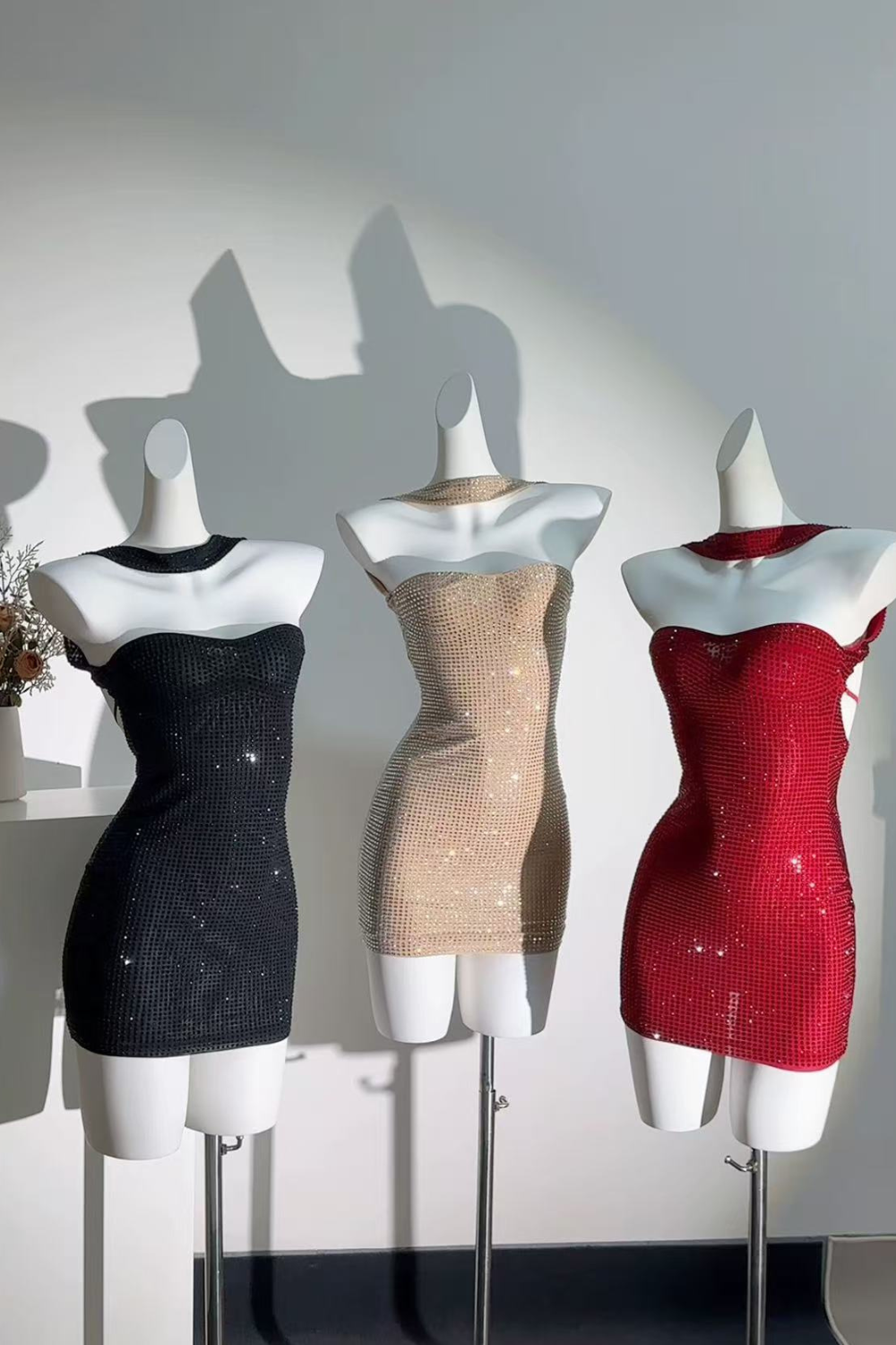 ✨ Backless Crystal Mini Dress