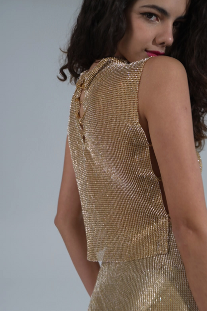 Turtle Neck Crystal Mini Top