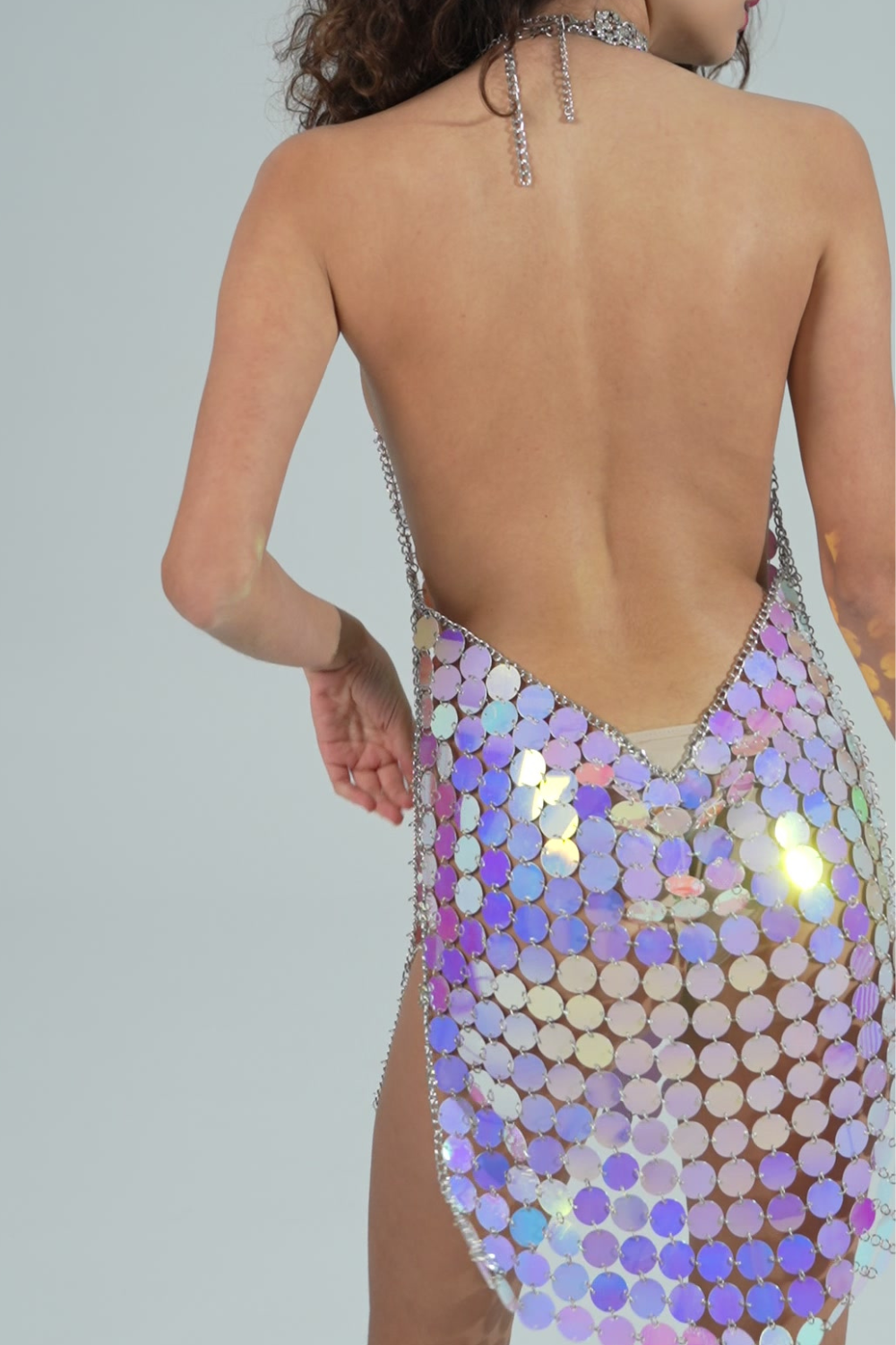 Gradient Blue Sequin Backless Dress | ShinyGal Gradient Blue Sequin Backless Dress | ShinyGal