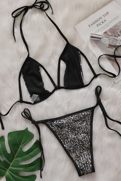 Midnight Sparkle Rhinestone Bikini Set