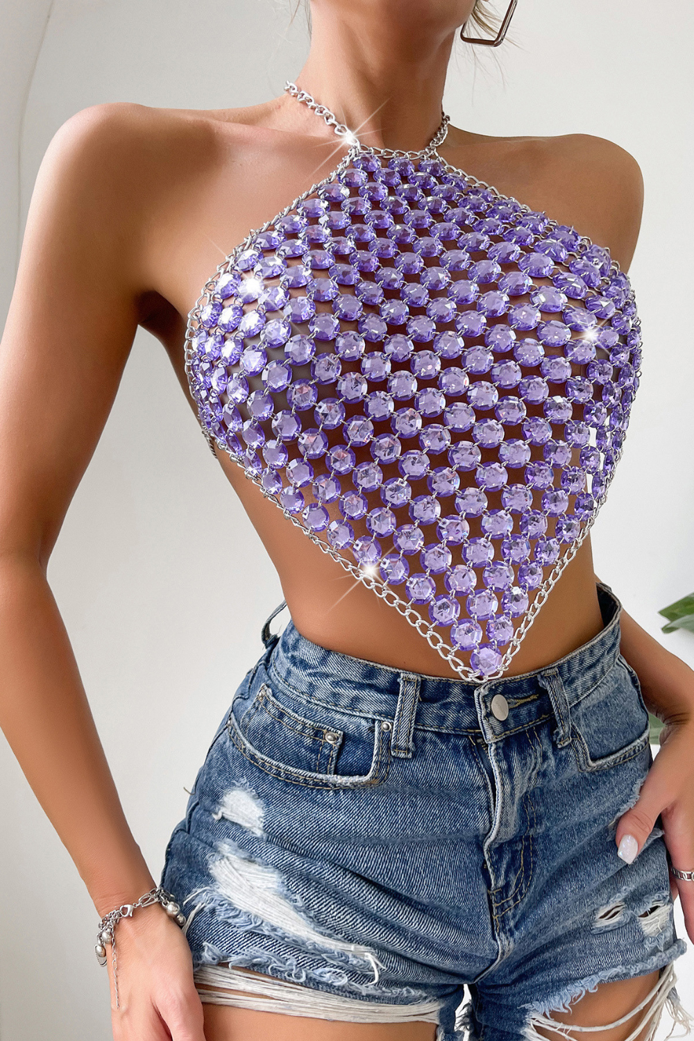 Purple Halter Gem Cami Top